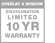overlay and window discoloration 10 year warranty
